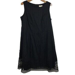 AppleSeeds Womens Sleeveless Lace Trim Hem Cotton Dress Black Plus Size 16W